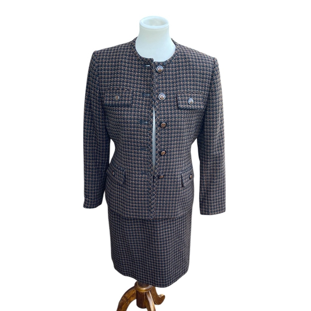 Kasper and Company Brown Skirt Suit‎ Wool Mix Career Professional Closet Staple